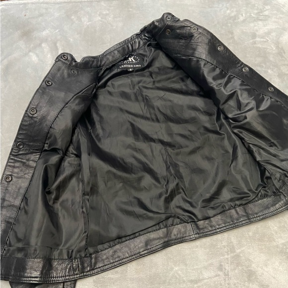 Leather King y2k Women's Black Leather Trucker Jacket 4549 - Picture 7 of 8